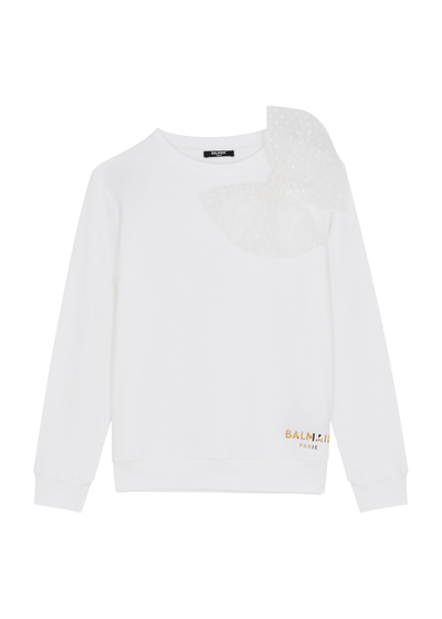 Balmain Kids Logo-print Cotton Sweatshirt (4-10 Years) In White