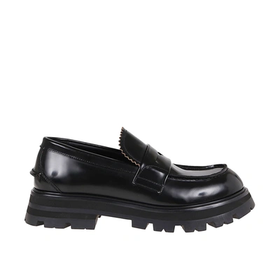 Alexander Mcqueen 40mm Brushed Leather Loafers In Black