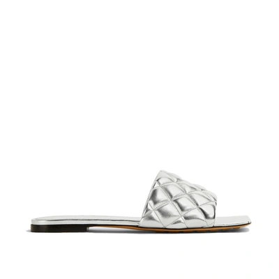 Bottega Veneta Silver Padded Flat Sandals