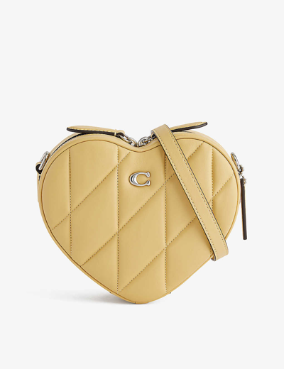 Coach Womens Yellow Heart-shaped Quilted Leather Cross-body Bag In Lh/hay