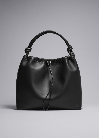 Other Stories Knotted Leather Tote Bag In Black