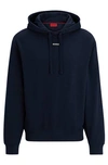 Hugo Boss Cotton-terry Relaxed-fit Hoodie With Logo Print In Blue