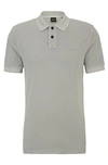 Hugo Boss Cotton-piqué Polo Shirt With Logo Print In Gray