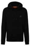 Hugo Boss Cotton-terry Hoodie With Logo Patch In Black