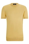 Hugo Boss Short-sleeved Sweater In Tussah Silk In Yellow