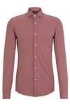 Hugo Boss Slim-fit Shirt In Printed Performance-stretch Fabric In Pink