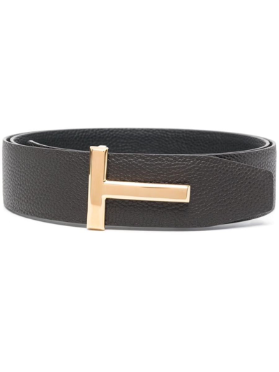 Tom Ford Leather Belt In Brown Black