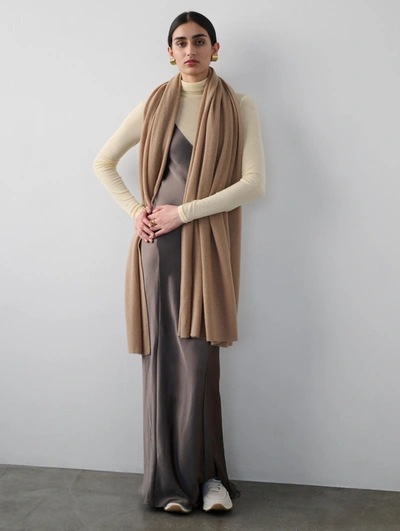 White + Warren Cashmere Travel Wrap In True Camel