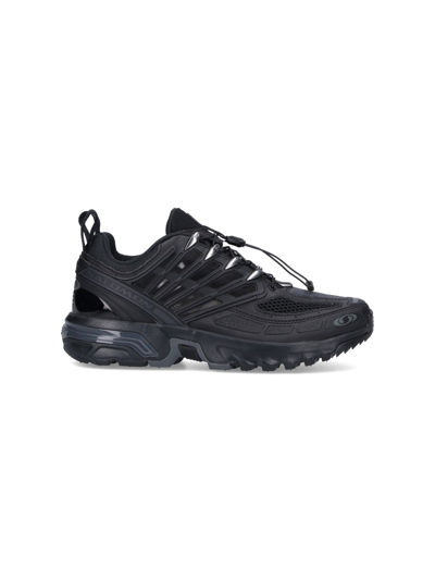 Salomon Acs Pro Advanced Leather-trimmed Mesh Sneakers In Black