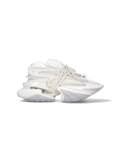 Balmain Leather Unicorn Runner Trainers In White