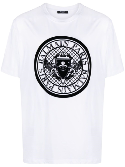 Balmain T-shirt Logo In 白色/黑色