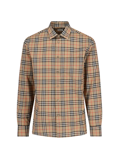 Burberry Check Shirt In Beige