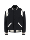 Saint Laurent Mans Wool Teddy Bomber Jacket In Black
