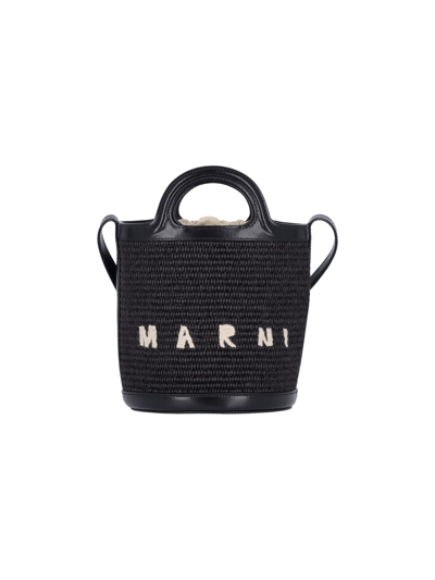 Marni Small Bucket Bag "tropicalia" In Black  