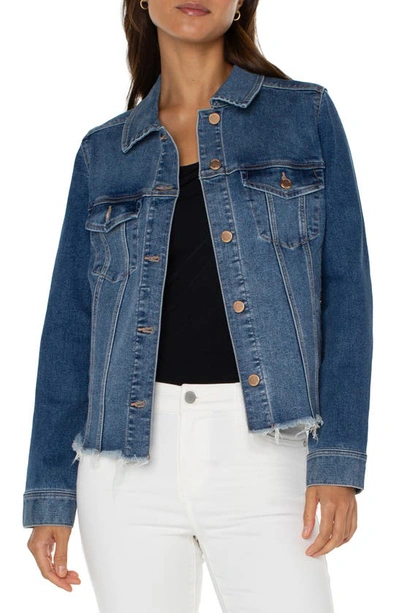 Liverpool Los Angeles Frayed Hem Denim Trucker Jacket In Mclean