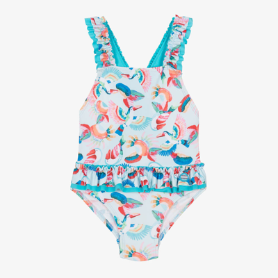 Tutto Piccolo Babies' Girls Blue Parrot Print Swimsuit