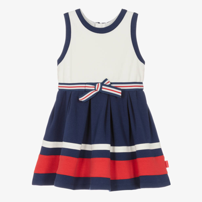 Tutto Piccolo Babies' Girls Navy Blue Colourblock Dress