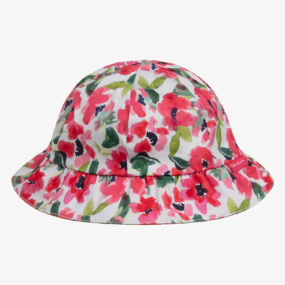 Tutto Piccolo Kids' Girls White & Pink Floral Cotton Hat