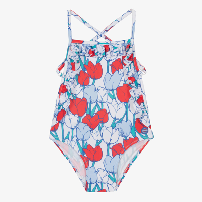 Tutto Piccolo Babies' Girls Red & Blue Tulip Swimsuit