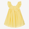 TUTTO PICCOLO GIRLS YELLOW BRODERIE ANGLAISE COTTON DRESS