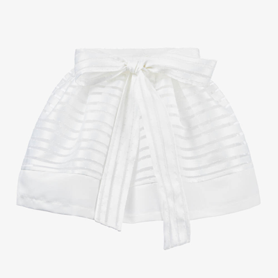 Mama Luma Babies' Girls Ivory Striped Satin Skirt