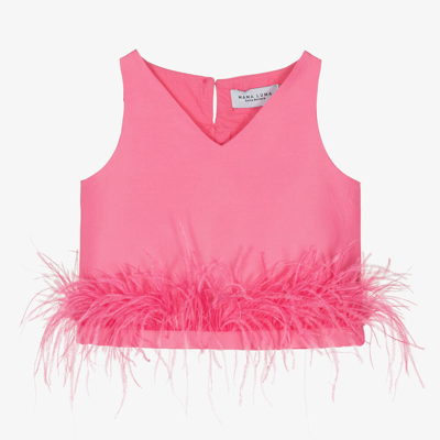 Mama Luma Babies' Girls Pink Feather Blouse