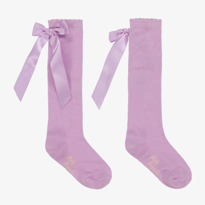Pretty Originals Babies' Girls Lilac Purple Bow Cotton Socks