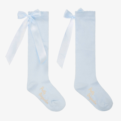 Pretty Originals Babies' Girls Light Blue Bow Cotton Socks