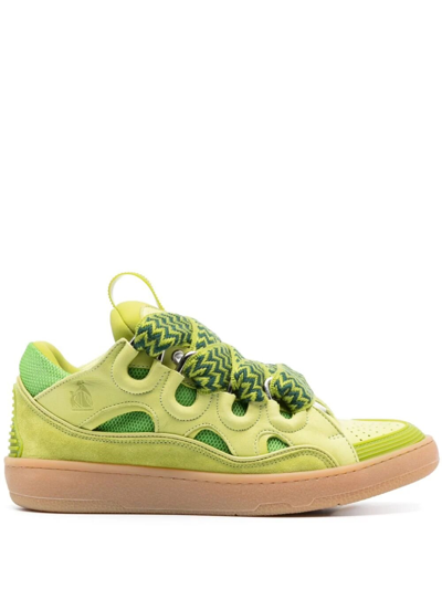 Lanvin Curb Leather Trainers In Green
