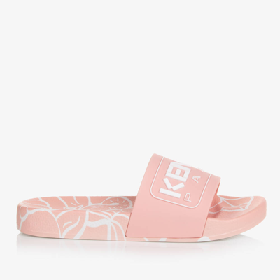 Kenzo Kids' Embossed Logo Rubber Slide Sandals In Pink