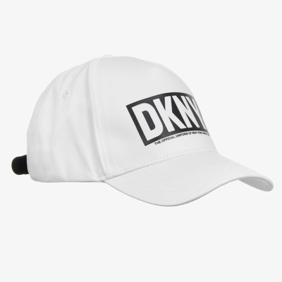 Dkny Kids' Logo-print Cotton Baseball Cap In White