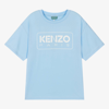 KENZO KENZO KIDS TEEN BOYS BLUE ORGANIC COTTON T-SHIRT