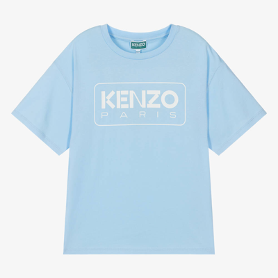 Kenzo Kids Teen Boys Blue Organic Cotton T-shirt