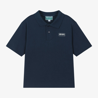 Kenzo Babies'  Kids Boys Blue Organic Cotton Polo Shirt