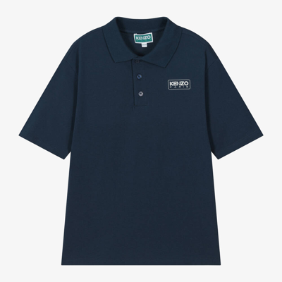 Kenzo Kids Teen Boys Navy Blue Cotton Polo Shirt