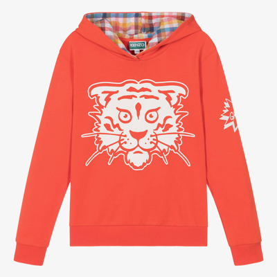 Kenzo Kids Teen Boys Red Cotton Tiger Hoodie