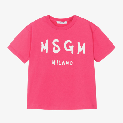 Msgm Pink Cotton Crew Neck T-shirt