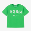MSGM MSGM GREEN COTTON CREW NECK T-SHIRT
