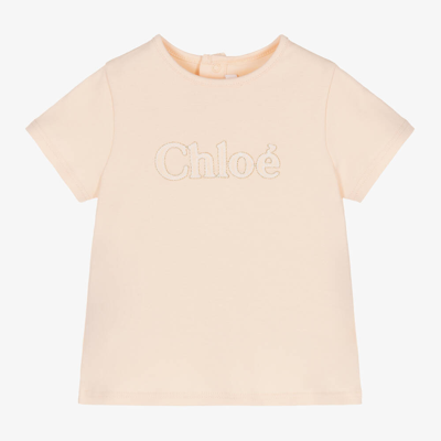 CHLOÉ GIRLS PINK COTTON T-SHIRT