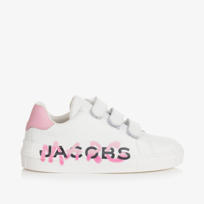 Marc Jacobs Kids' Logo Leather Sneakers In White