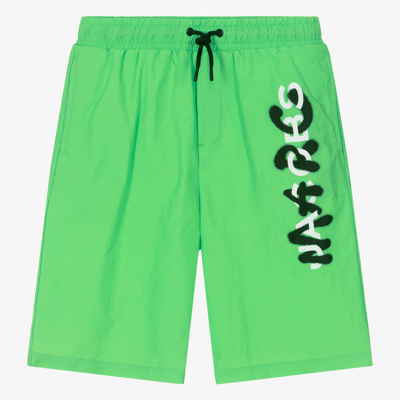 Marc Jacobs Boys Teen Green Spray Logo Swim Shorts