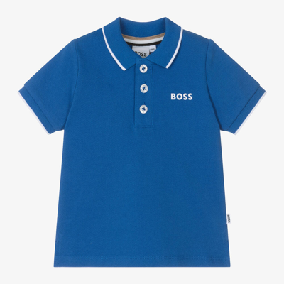 Hugo Boss Boss Baby Boys Blue Cotton Polo Shirt