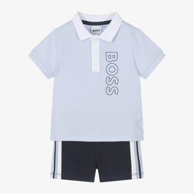 Hugo Boss Boss Baby Boys Blue Cotton Shorts Set