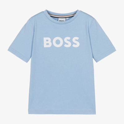 Hugo Boss Kids' Boss Boys Light Blue Cotton T-shirt