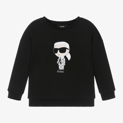 Karl Lagerfeld Babies'  Kids Boys Black Cotton Karl Ikonik Sweatshirt