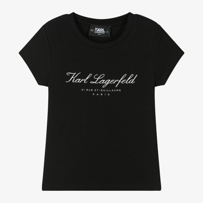 Karl Lagerfeld Babies'  Kids Girls Black Organic Cotton T-shirt