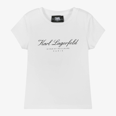 Karl Lagerfeld Babies'  Kids Girls White Organic Cotton T-shirt