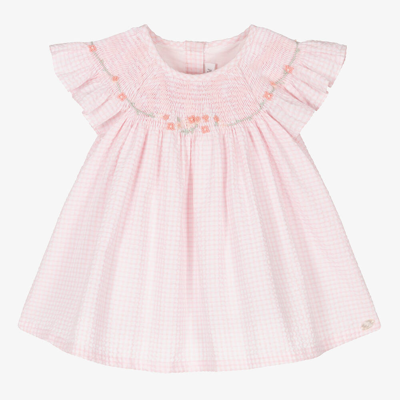 Tartine Et Chocolat Baby Girls Pink Cotton Gingham Dress