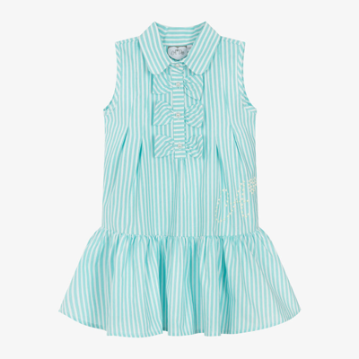 A Dee Babies' Girls Blue Striped Cotton Dress