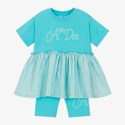 A Dee Babies' Girls Blue Cotton Top & Shorts Set